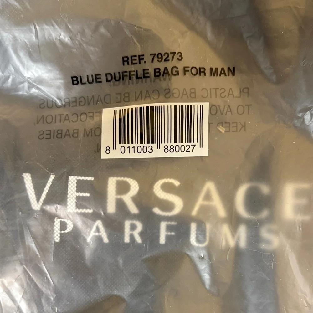 NWT Versace Parfums Men’s Navy/Black Duffel Bag Convertible Backpack GREAT GIFT!